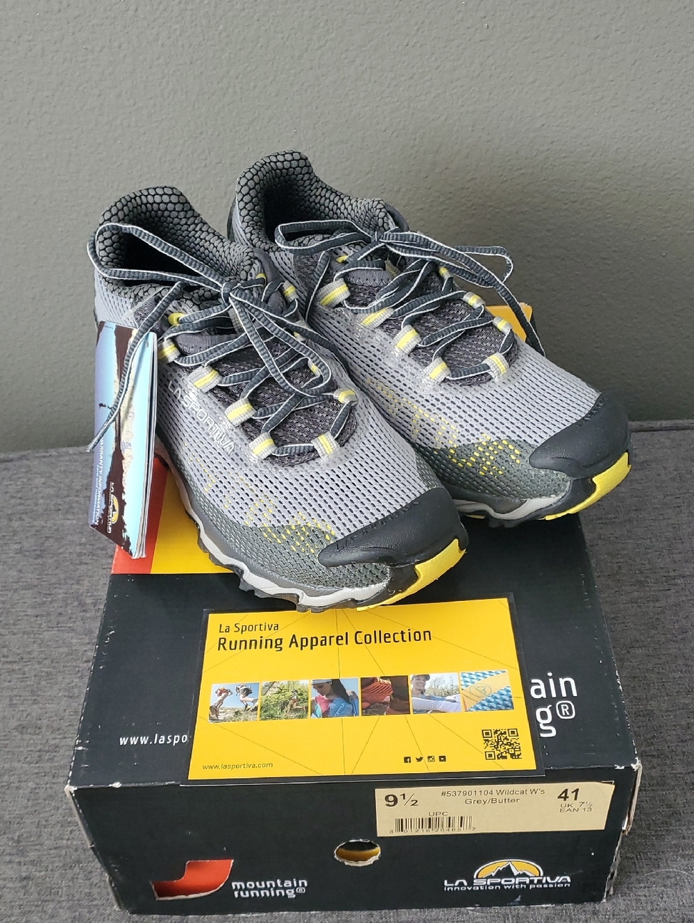 La Sportiva Grey and Yellow Women's Trail Runners Woman size 9.5